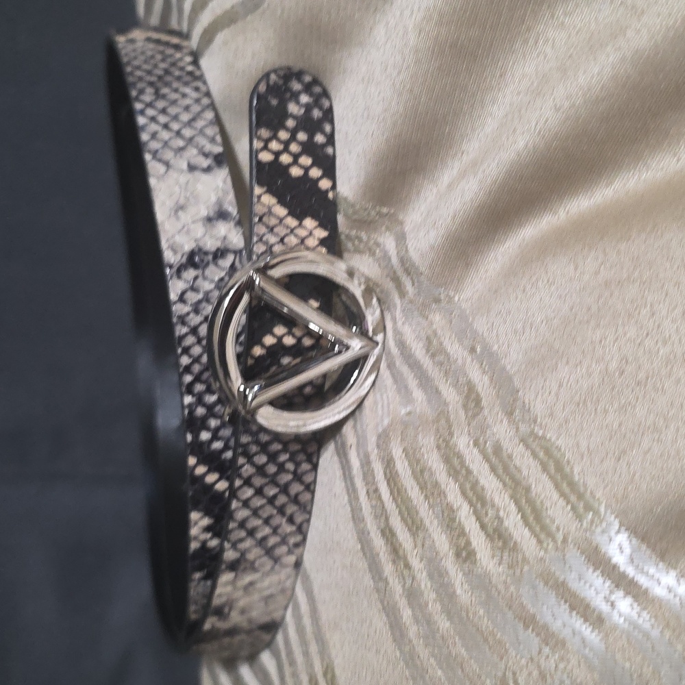 NEW Valentino Snakeskin Belt with Silver Logo Buckle